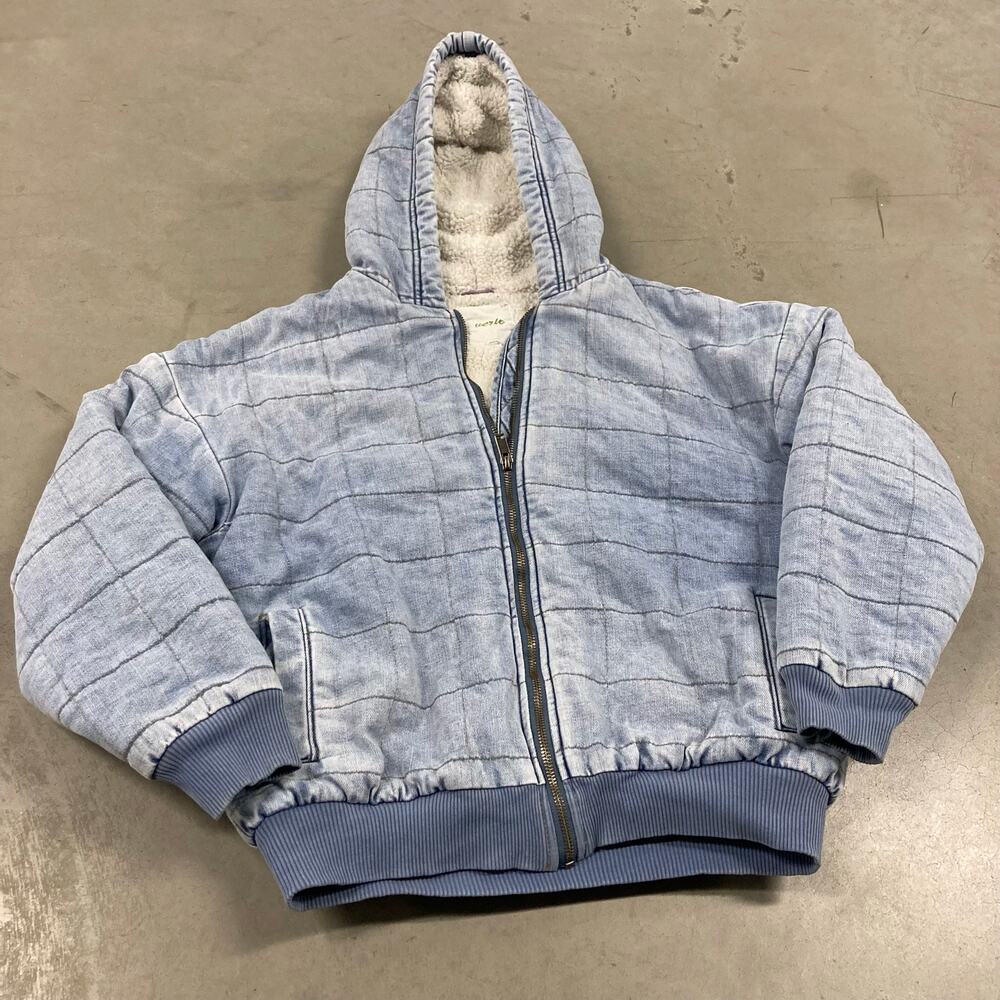 Fur lined textured zip up work jacket
